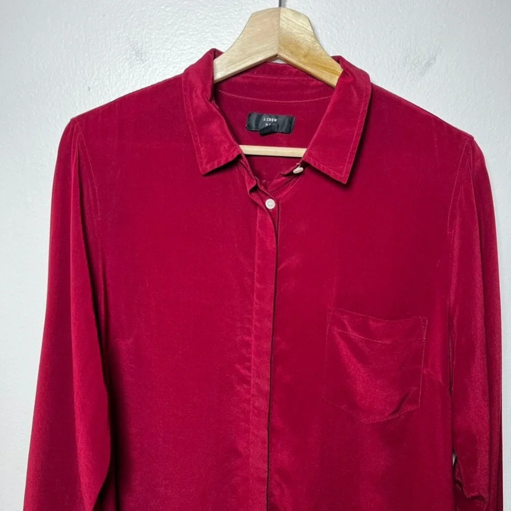 J. Crew Long Sleeve Button Down Shirt in Deep Rose